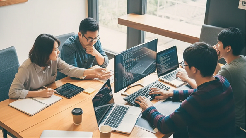 Team collaborating on product planning