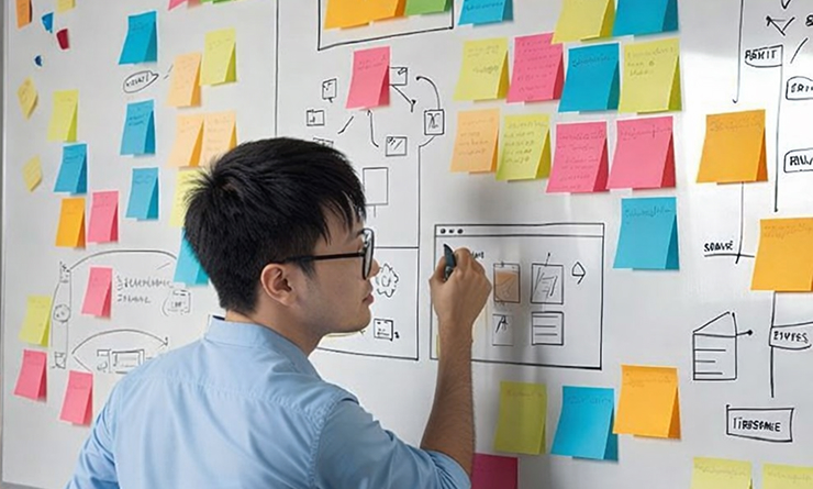 Team collaborating on product planning